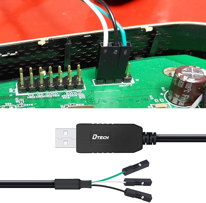 DTECH 6ft USB to TTL Serial Cable 3.3V 3 Pin TX RX Signal UART Adapter Genuine FTDI FT232RL Chip Debug Cord Compatible with Windows 11 10 8 7 Linux MAC OS 3Pin 3v3 2.54mm Dupont Female Header