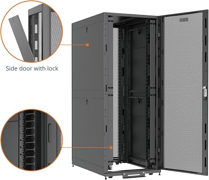 Tecmojo 42U Server Rack Cabinet - PRE-Assembled 32inch Width 48inch Depth IT Network Equipment Cabinet Rack Enclosure with Casters - 3000lbs Weight Capacity,Black