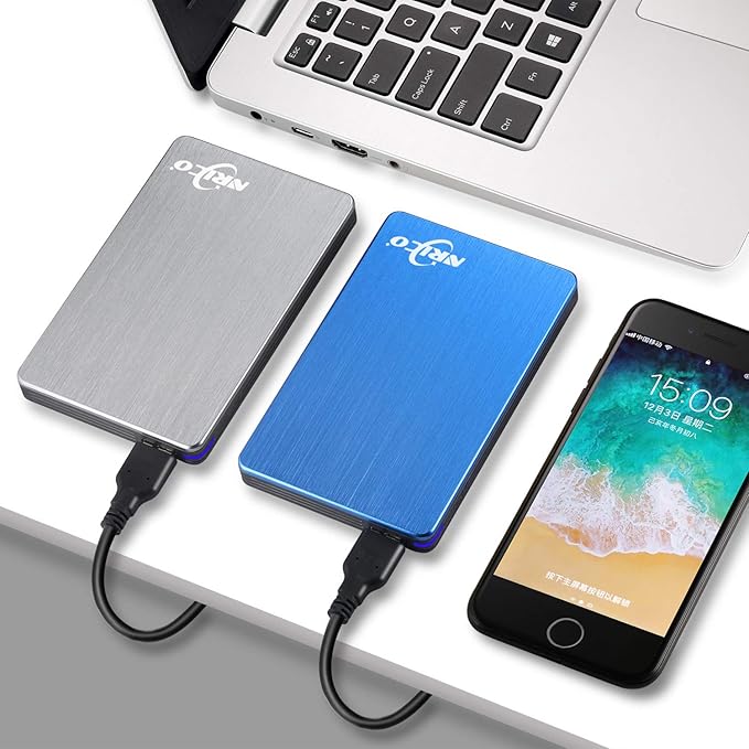 NRICO Portable External Hard Drive, USB 3.0, 2.5 Inch, Compatible with PC, Mac, Desktop (Grey, 250, GB)