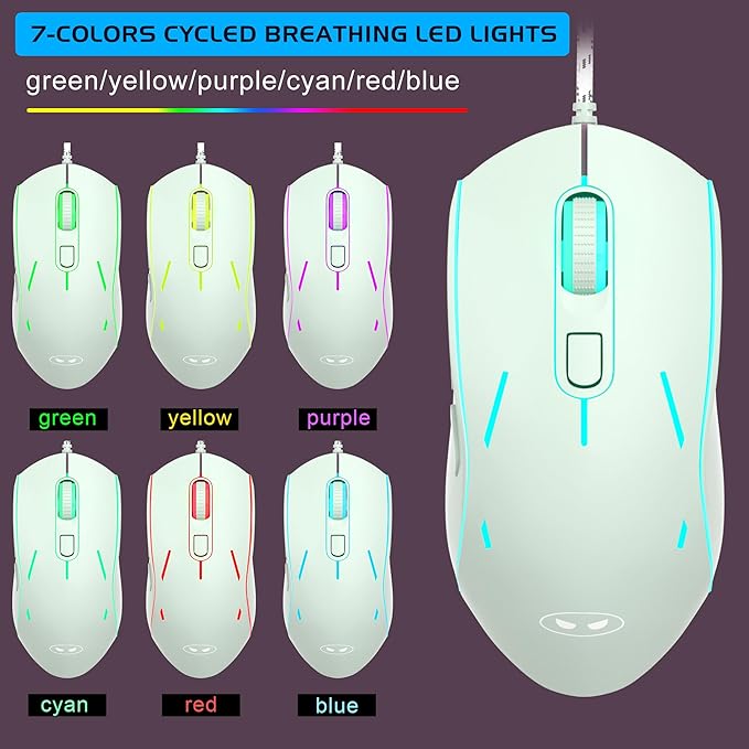 Gaming Keyboard and Mouse Combo, K1 RGB LED Backlit Keyboard with 104 Key Computer PC Gaming Keyboard for PC/Laptop (Green)