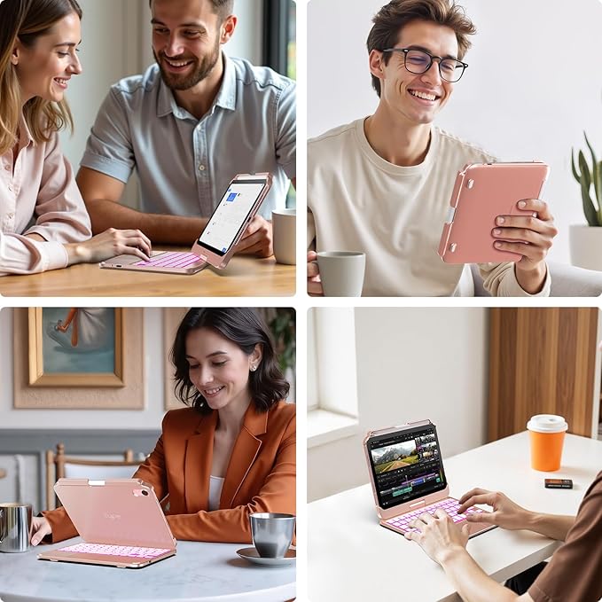 typecase Keyboard Case for iPad mini 7 (2024) & mini 6 (2021) - Wireless Case with Keyboard for iPad mini 7th 6th Generation 8.3" - 11 Colors Backlit Keyboard Cover with Trackpad - Rose Gold