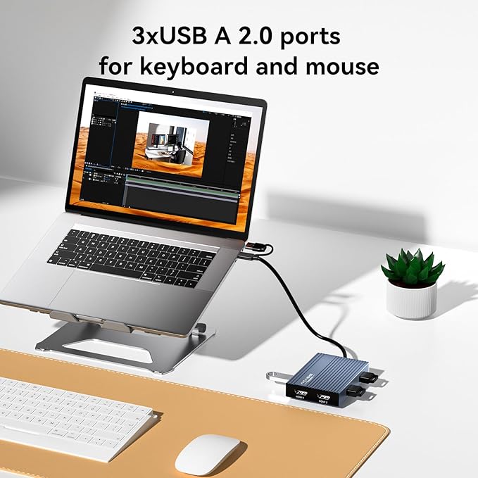 ACASIS USB C to Dual HDMI DisplayLink Adapter, 4K@60Hz, 2 HDMI & 3 USB-A Ports, 100W PD Charging, USB C DisplayLink Docking Station for Mac M1/M2/M3/Windows,USB A/C to Dual Monitor Adapter