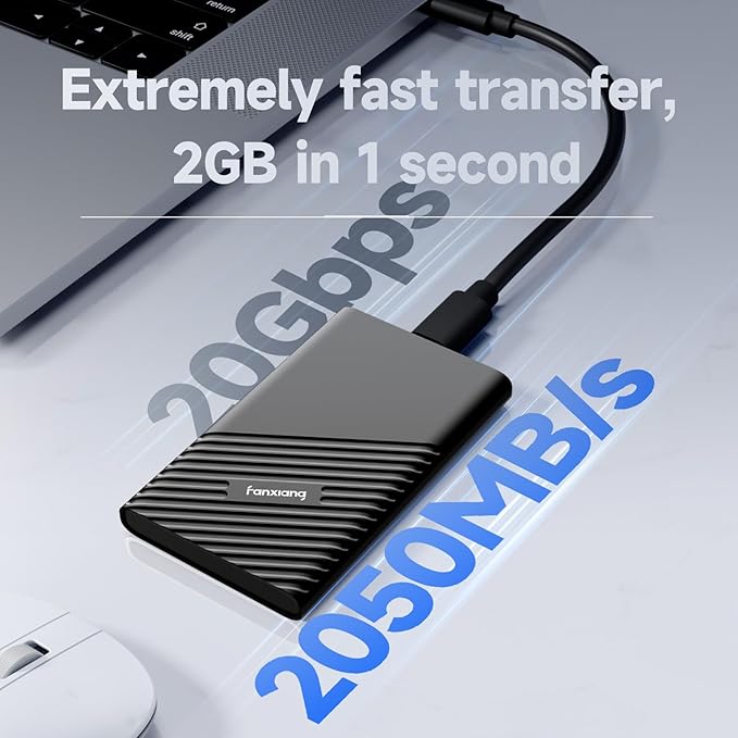 fanxiang 4TB External SSD Portable, Up to 2000MB/s, USB C External Solid State Drive External Hard Drive, USB 3.2 Gen2*2 Type-C SSD for iPhone 15/Pro/PC/Laptops/Creators/Gaming PS2000W-NEW