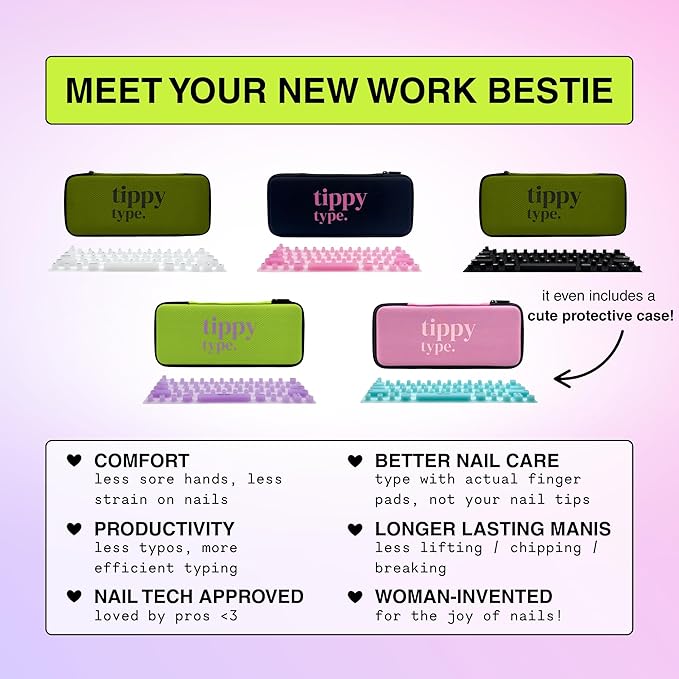 TIPPY TYPE Raised Keyboard Cover for Long Nails - Fits MacBook Pro & Air, iPad 13", & Magic Keyboard (No Numpad) -Silicone -The Original -Comfortable Typing, Quiet, Nail Protection (Violet Haze)