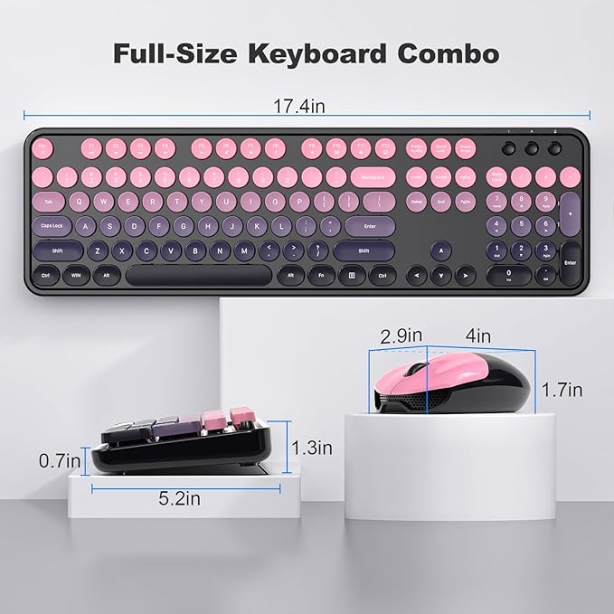 KNOWSQT Wireless Keyboard and Mouse Combo - Blackpink-Gradient Colorful 2.4G Typewriter Full-Size Cute Keyboards - USB Receiver Plug and Play, for Computer, PC, Laptop, Desktop, Windows