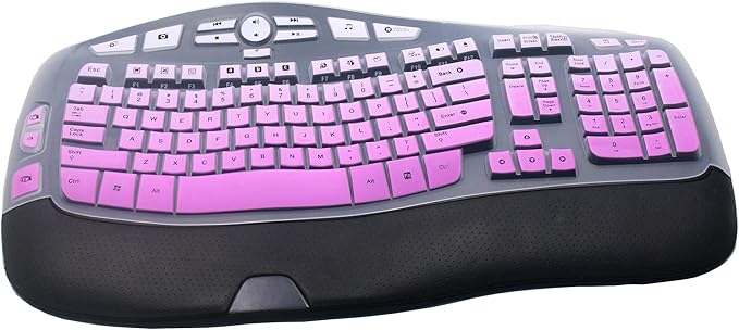 Silicone Keyboard Skin Cover Compatible for Logitech K350 MK550 MK570 Wireless Wave Keyboard, Logitech K350 MK550 MK570 Keyboard Skin (Ombre Purple)