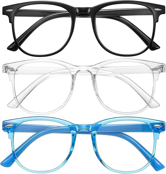 Okany Blue Light Glasses for Kids 3 Pack Anti Glare & Eye Strain Glasses Computer TV Phone Tablets UV Protection Glasses