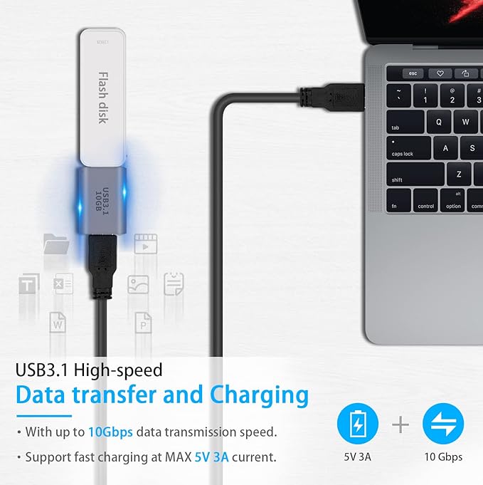 Poyiccot USB C to A Adapter 10Gbps, USB C Female to USB A Female Adapter 3.1 Gen2, Double-Side Transmission Type C to Type A Converter Compatible with iPhone, MacBook Pro, Galaxy, 1-Pack