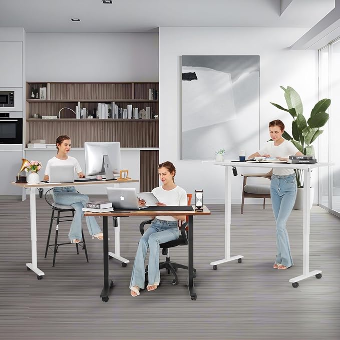 farexon Electric Standing Desk Adjustable Height, 71 x 28 Inch Sit Stand up Desk with Large Mouse Pad, Double Metal Hook,4 Wheels,4 Memory Preset Heights Home Office Computer Desk,Black