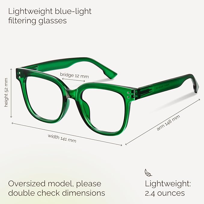 miyya Blue Light Glasses for Women & Men – Oversized UV & Blue Light Blocker Chunky Frames, Stylish Eyewear Accessories