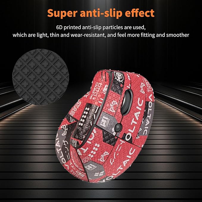 Mouse Grip Tape for Logitech Lift, Rounded Curved Edges Mouse Feet Skates,Self-Adhesive PreCut Sweat-Resistant Professional Mice Upgrade Kit(Foot pad + Red Mouse Grip Tape)