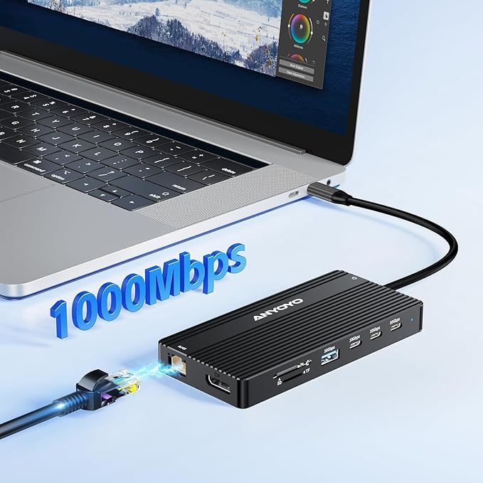 USB C Docking Station Dual Monitor, 14 in 1 Docking Station 3 Monitors with 2 * 4K HDMI, DP, 5*USB-A/C 10Gbps Ports, Ethernet, SD/TF,100W PD, Hub Multiport Adapter for HP/Dell/Lenovo