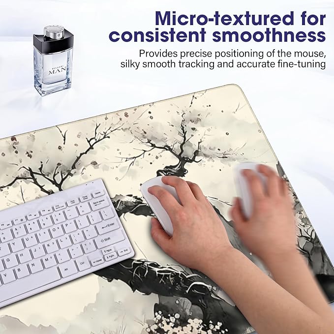 Full Desk Mouse Pad with Stitched Edges, 31.4” x 15.6” Waterproof Surface & Non-Slip Rubber Base – Ideal for Gaming, Office and Home