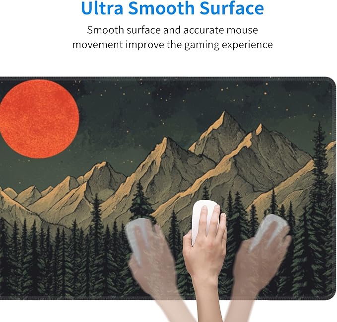 Forest Sun Desk Mat Large Gaming Mouse Pad Forest Sun Extended Mousepad Big in Laptop Computer Mouse Keyboard Mat for Office Desk Decor 31.5x12 in