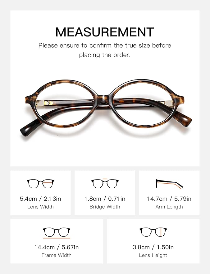 Slocyclub Fashion Oval Blue Light Blocking Glasses for Women Men Vintage Oval Small Frame Eyeglasses Retro Glasses with Eyeglass Case, Whiskey Tortoise