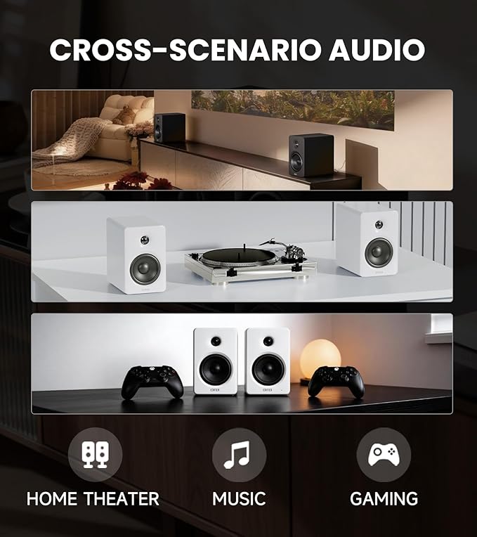 Edifier M90 Computer Speakers, 100W RMS Desktop Speakers, Hi-Res Audio, LDAC,Bluetooth 6.0 Compact Speaker, HDMI eARC/Optical/USB-C/AUX Input, SUB Out Powered Speakers, Remote Control for TV/PC-Black