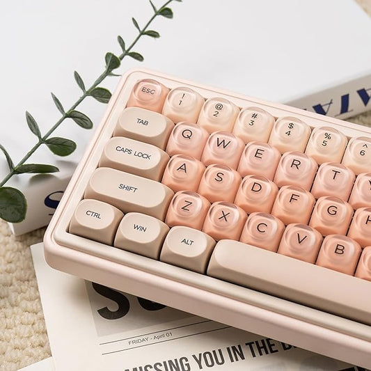 Sumgsn 132 Keys PBT Pink Jelly Keycaps MOA Profile Keycaps Set Comaptible with 61/64/87/104/108 Cherry Mx Switches Mechanical Keyboards (Only Keycaps)