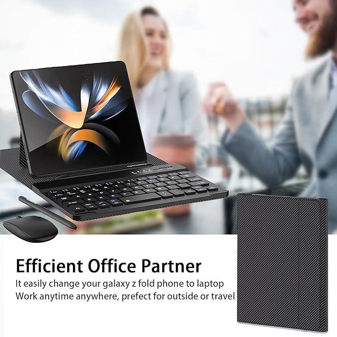 for Samsung Galaxy Z Fold 7 6 5 Keyboard and Mouse, Portable Mini 7.9 inch Bluetooth Keyboard with Leather Case and Capacitive Pen, 4 in 1 Travel Set for Z Trifold fold7 Accessories