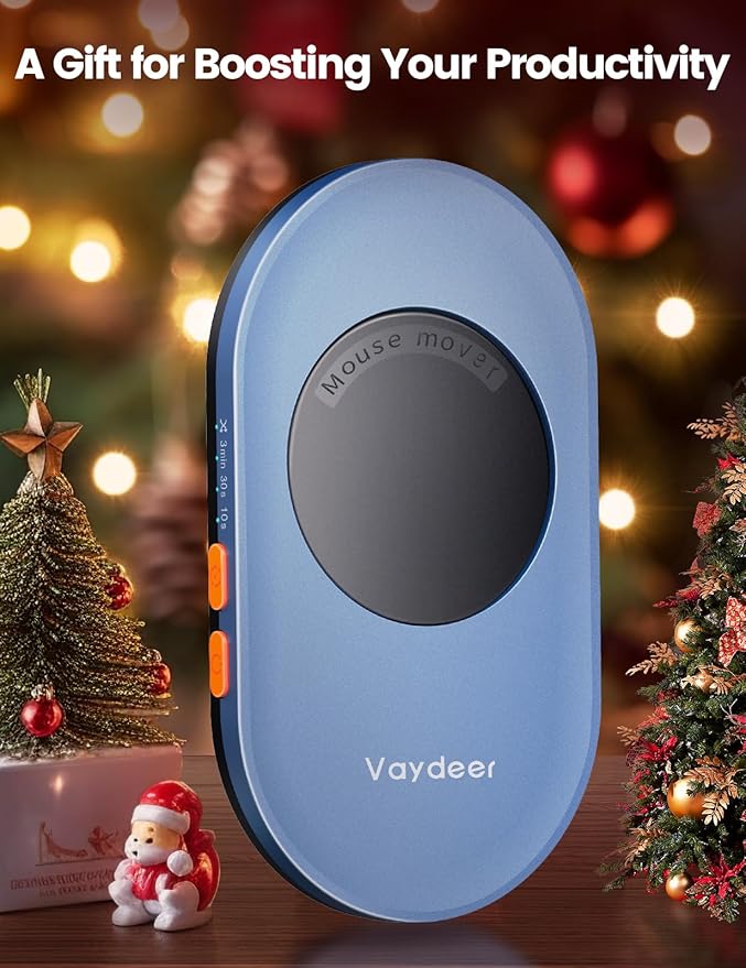Vaydeer Ultra Slim Mouse Mover, Air 3 Mouse Jiggler with Adjustable Interval Timer, Undetectable & Noiseless, Simulates Realistic Mouse Movement, Driver-Free for Keeping The PC Active and Secure