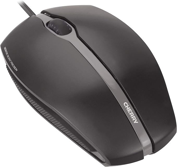 Cherry GENTIX Silent - Corded - Quiet Mouse - No clicking Noise - Rubber Sides - Symmetrical – Black