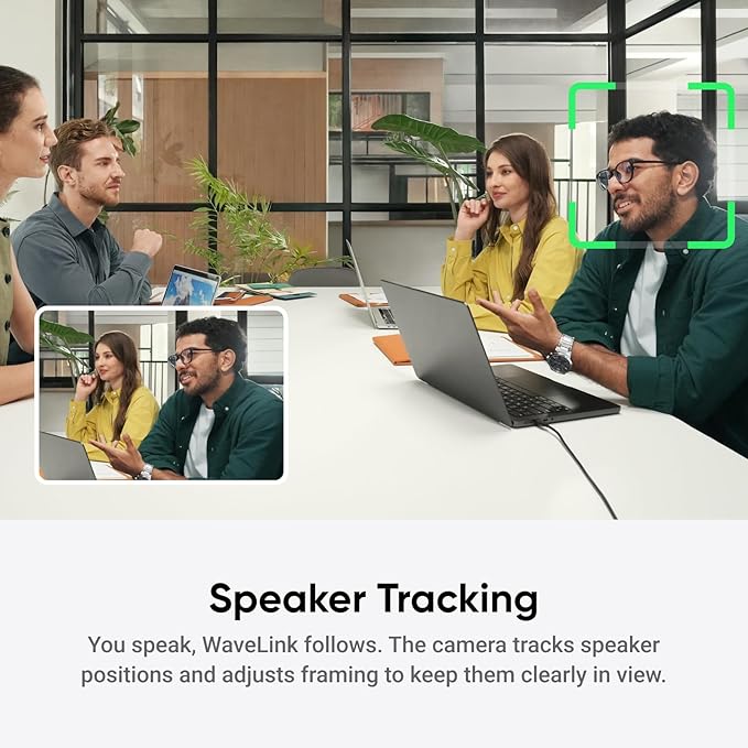 Insta360 WaveLink - 4K Conference Room Speakerphone and Camera, Speaker Tracking, 5m 360° Voice Pickup, Noise Reduction, AI Transcription and Summaries, Plug & Play, Works with Zoom, Teams
