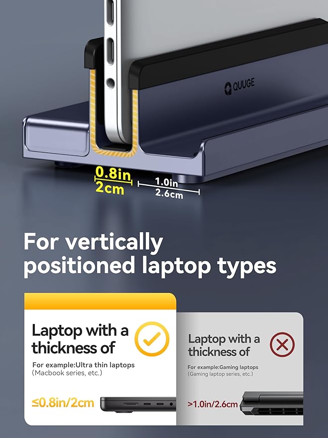 Laptop Docking Station Stand: QUUGE 7 in 1 USB C Dock with HDMI 2.0 4K 60Hz, RJ45 Ethernet, 2 USB3.0 Ports, 100W PD, MicroSD/SD 3.0, Universal Laptop Stand Docking Station