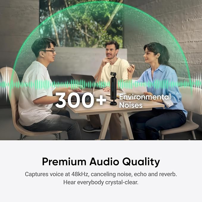 Insta360 WaveLink - 4K Conference Room Speakerphone and Camera, Speaker Tracking, 5m 360° Voice Pickup, Noise Reduction, AI Transcription and Summaries, Plug & Play, Works with Zoom, Teams