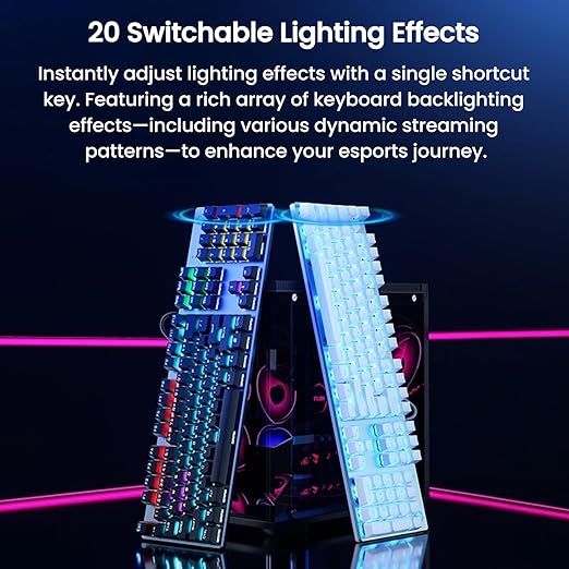 HP GK400F Mechanical Gaming Keyboard, Wired USB 104 Keys, Brown Switch, LED Backlit with 20 Lighting Effects, Full Anti-Ghosting, Ergonomic Design, Durable ABS Keycaps, Gunmetal Black