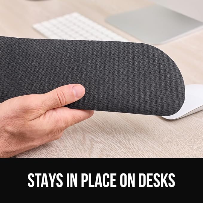 GORILLA GRIP Silky Memory Foam Keyboard Wrist Rest and Mouse Pad for Computer, Ergonomic Typing Support, Desk Office Supplies and Gaming Accessories, Hand & Arm Mousepad Cushions and Coaster Set Black