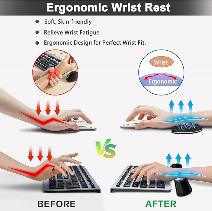 Large Mouse pad and Keyboard Support Set, Ergonomic Memory Foam Keyboard Wrist Rest, Extended Gaming Mouse Pad with Stitched Edges, Brother Lion XXL Desk Mat (31.5 X 11.8 in)