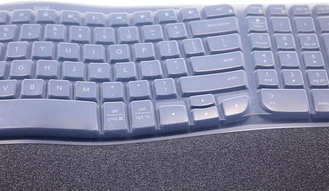 Silicone Keyboard Skin Cover Compatible for Logitech Wave Keys Wireless Ergonomic Keyboard & Logitech Wave Keys MK670, Clear