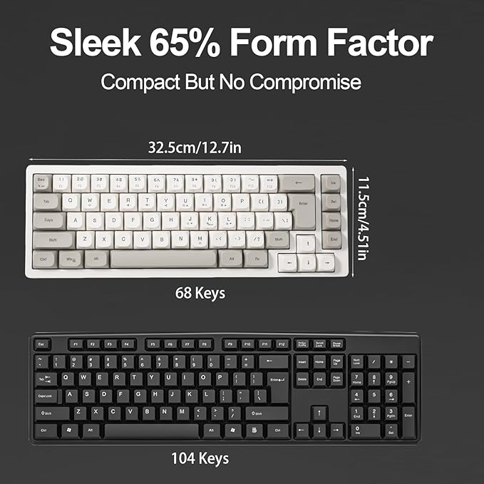 Wired RGB Gaming Membrance Keyboard. 65 Percent Mini Creamy LED Computer Keyboard .Small Ergonomic Clicky Teclado with ABS Backlit Unreplaceable Keycaps. for PC Laptop MAC Gamer. (Gray)