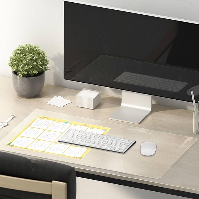 12 x 60 Inch Clear Table Cover Protector, 2mm Thick Clear Desk Mat, Plastic Table Cover, Vinyl Table Protector, Desk Mats on Top of Desks