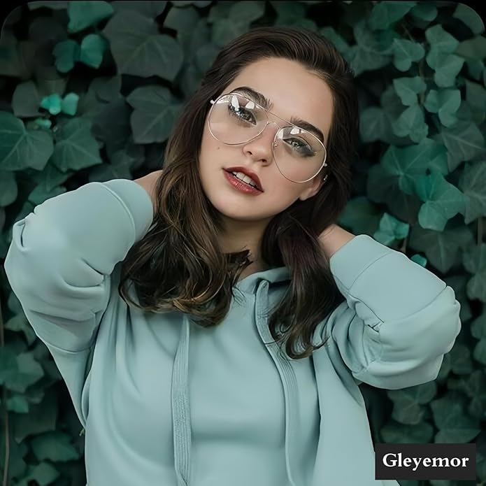 Gleyemor Blue Light Aviator Glasses for Women Men, Metal Frame Anti Blue Light Lens Computer Glasses