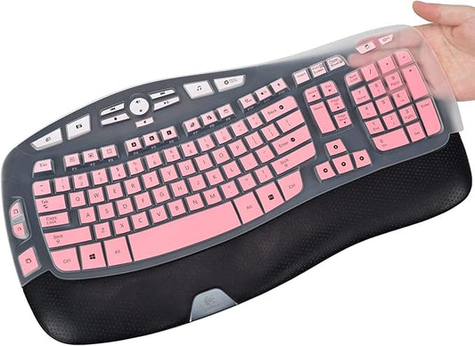 CaseBuy Keyboard Cover for Logitech K350 MK550 MK570 Wireless Wave Keyboard, Ultra Thin Silicone Protector Skin for Logitech K350 MK550 MK570 Keyboard -Ombre Pink