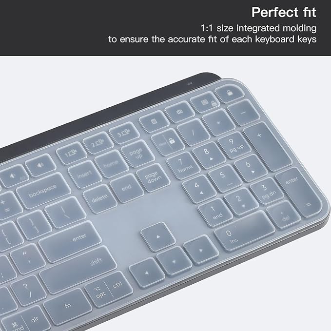 Keyboard Cover Skin for Logitech MX Keys S & MX Keys Advanced Illuminated Wireless Keyboard, Logitech Craft Advanced Wireless Keyboard Protector, (Not Fit MX Keys S for Mac), Clear