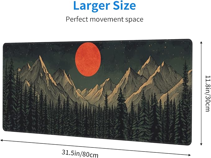 Forest Sun Desk Mat Large Gaming Mouse Pad Forest Sun Extended Mousepad Big in Laptop Computer Mouse Keyboard Mat for Office Desk Decor 31.5x12 in
