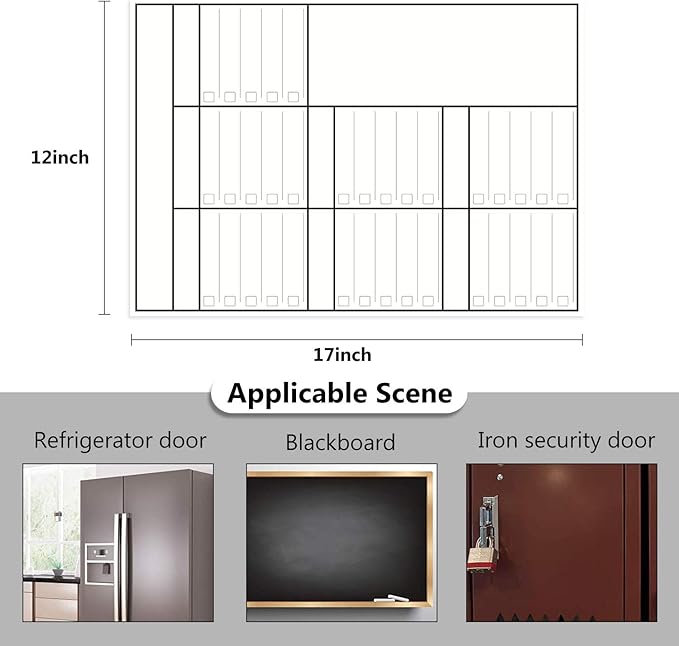 LUCYCAZ Magnetic to Do List Dry Erase Board for Fridge - Vertical Chore Board for Kids, Weekly Planning Boards for Family Chore Chart Whiteboard with 8 Markrs, 12''x17''(A3)