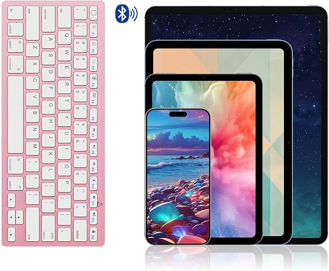 OMOTON Bluetooth Keyboard Compatible with iPad A16 11th 10th Generation, iPad 10.2 (9th/8th/7th), iPad Pro 13/12.9/11 inch, iPad Air/Mini and More iOS Devices, Rose Gold