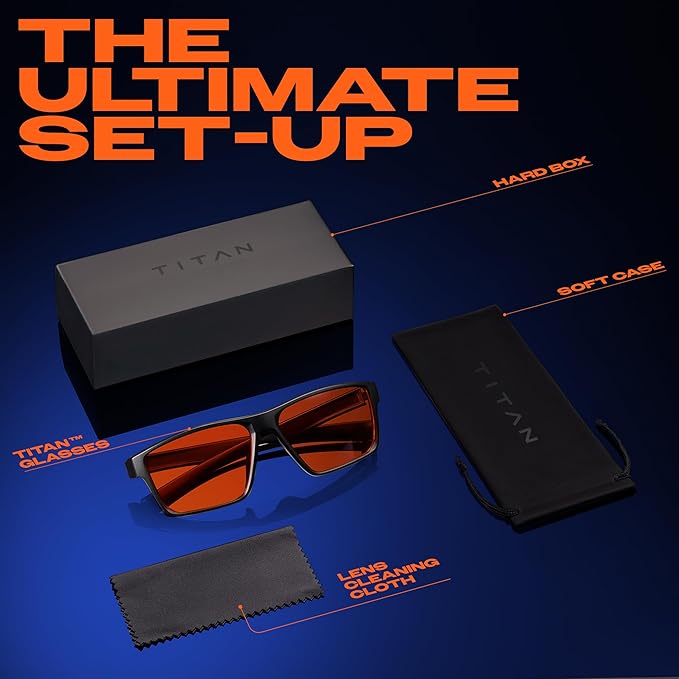 Titan Gaming Glasses, Blue Light Blocking, Night Driving Glasses for Men, Computer Protection, Gift for Gamers