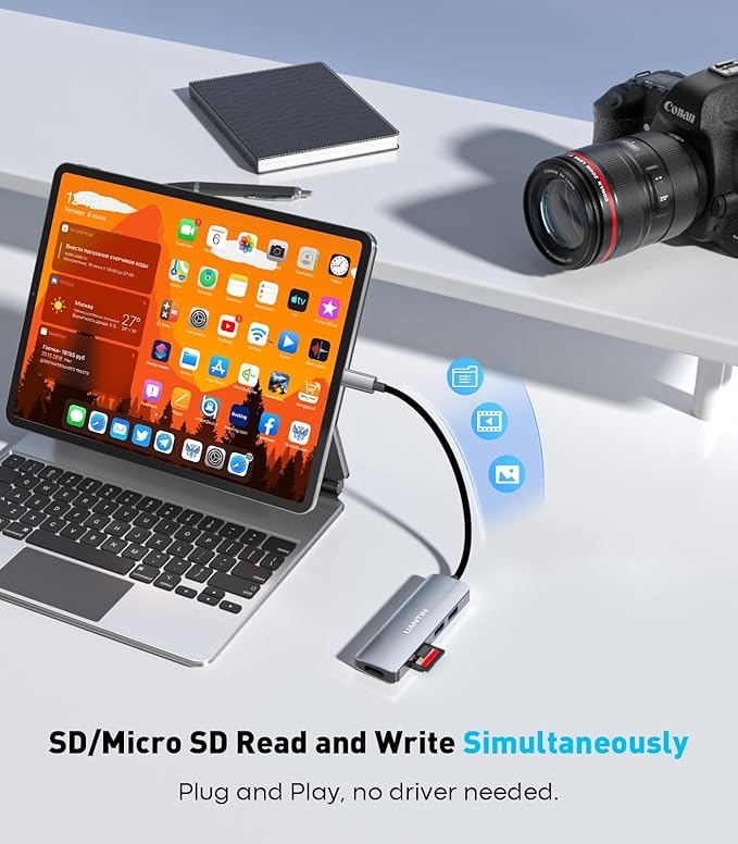 USB C Hub Multiport Adapter with 4K HDMI Dongle, SD/TF Card Reader, 2 USB-A 3.0, 5 in 1 USBC Hub for MacBook Mac Pro/Air, Dell, HP, ASUS, Acer and Other Type C Laptops