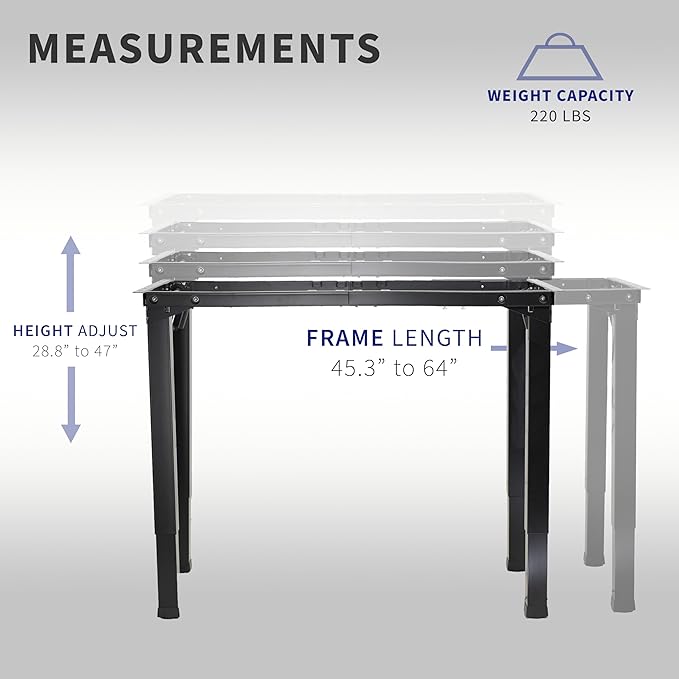 VIVO Electric 4-Leg Dual Motor Standing Desk Frame for Table Tops up to 84 x 43 inches and 220 lbs, Memory Controller Height Adjustment, Frame Only, Black, DESK-E4B