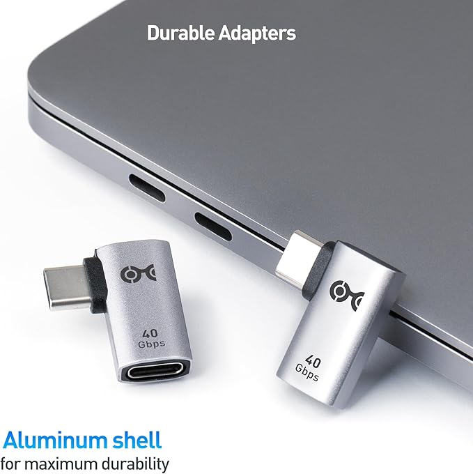 Cable Matters 2-Pack 40Gbps Flat Right Angle USB C Adapter, Up to [4K@240Hz Video, 240W Charging, 40Gbps Data Transfer] 90 Degree USB C Adapter, Compatible with Thunderbolt 4, iPhone 16, Steam Deck