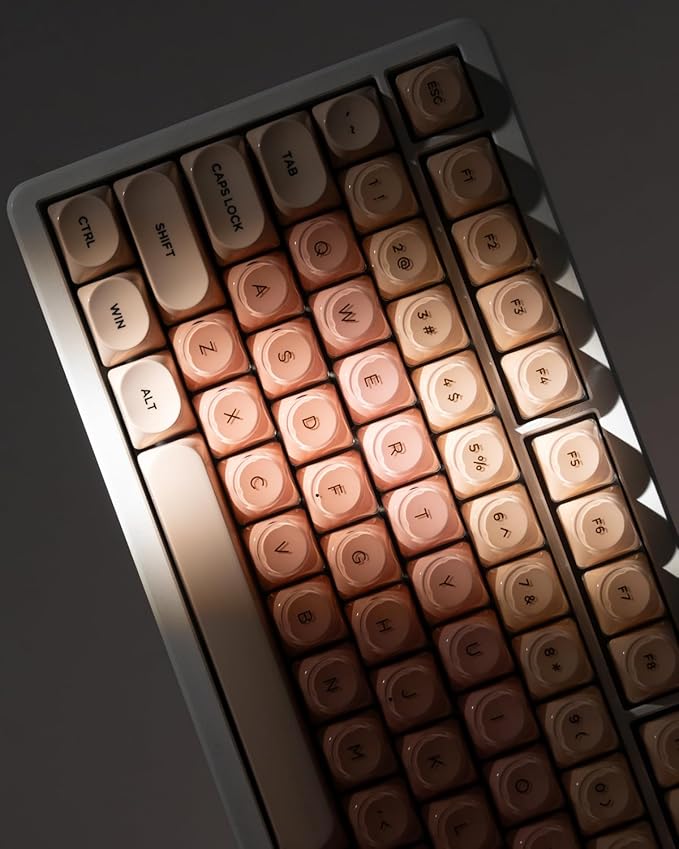 PBT Keycaps, Flesh Pink Foundation Jelly Keycaps MOA Profile, 128 Keys Elegant Cute Custom Key caps for Cherry Gateron MX Mechanical Keyboard, Ergonomic, No Tear & Never Fades