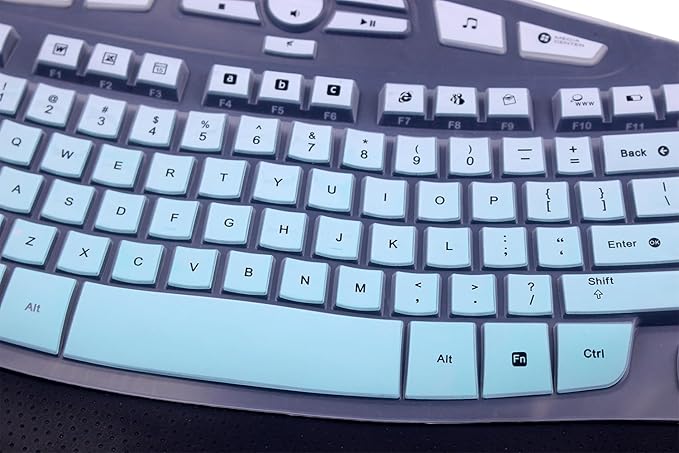 Silicone Keyboard Skin Cover Compatible for Logitech K350 MK550 MK570 Wireless Wave Keyboard, Logitech K350 MK550 MK570 Keyboard Skin (Ombre Mint)