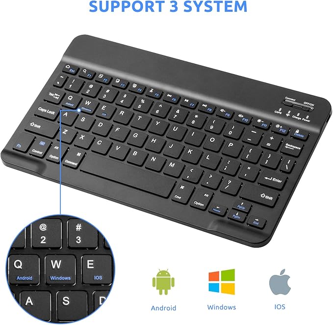 Amazon Fire HD 10/11/8 Wireless Keyboard,Universal Slim Portable Bluetooth Keyboard Compatible with Amazon Fire HD 10/11/8 with Built in Rechargeable Battery (10 Inch Black)