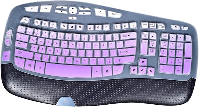 Keyboard Cover for Logitech K350 MK550 MK570 Keyboard Cover Skin for Logitech K350 MK550 MK570 Wireless Wave Keyboards Covers Skin Protector Accessories, Ombre Purple