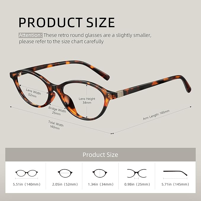 Blue Light Glasses for Woman - Fashion Small Oval Frame Blue Light Blocking Glasses for Gaming/Cumputer