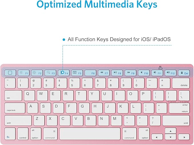 OMOTON Bluetooth Keyboard Compatible with iPad A16 11th 10th Generation, iPad 10.2 (9th/8th/7th), iPad Pro 13/12.9/11 inch, iPad Air/Mini and More iOS Devices, Rose Gold