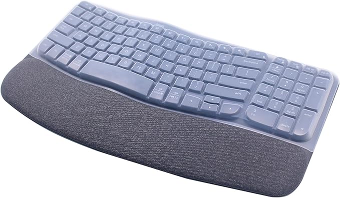 Silicone Keyboard Skin Cover Compatible for Logitech Wave Keys Wireless Ergonomic Keyboard & Logitech Wave Keys MK670, Clear